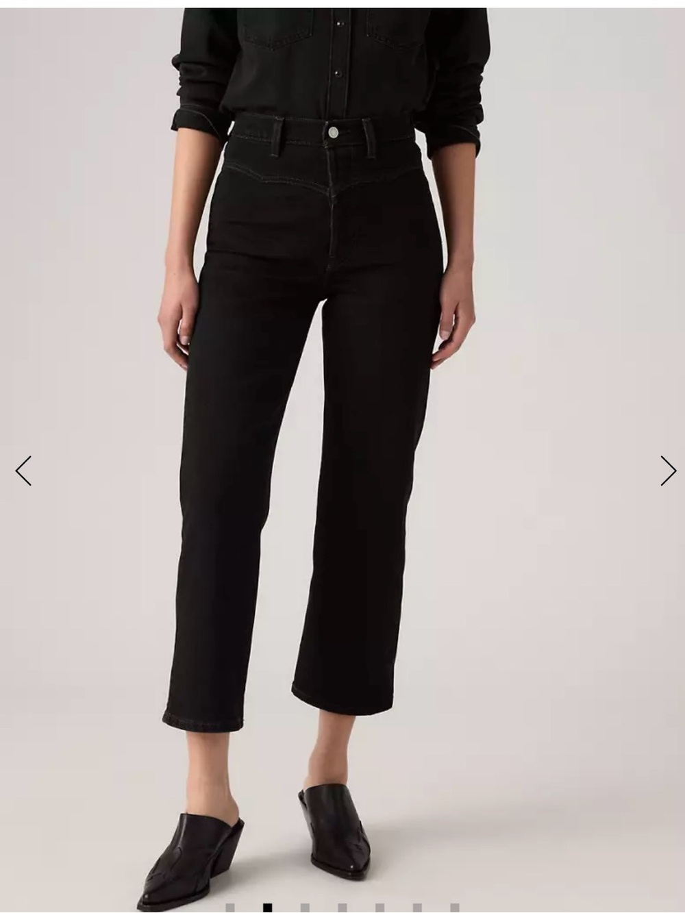 Levi's Ribcage Western Yoke Straight Ankle Jeans Black 26
